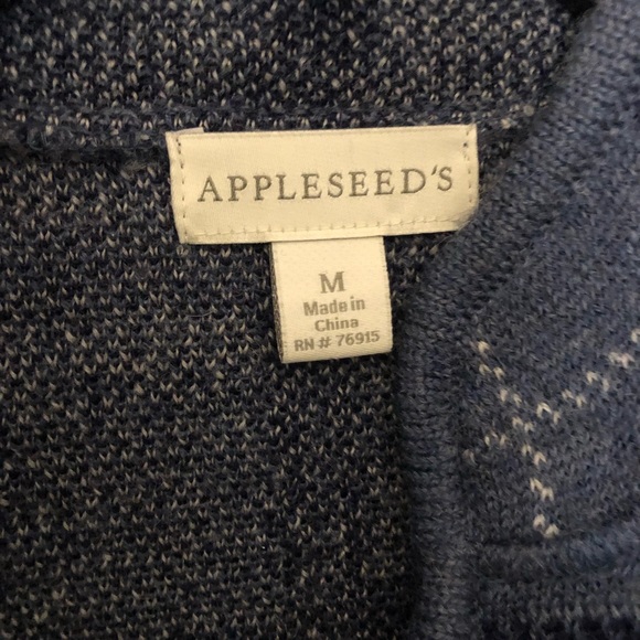 Appleseed’s 100% Wool Zip Up Sweater Cardigan Jacket Blue Size Medium - Picture 3 of 9